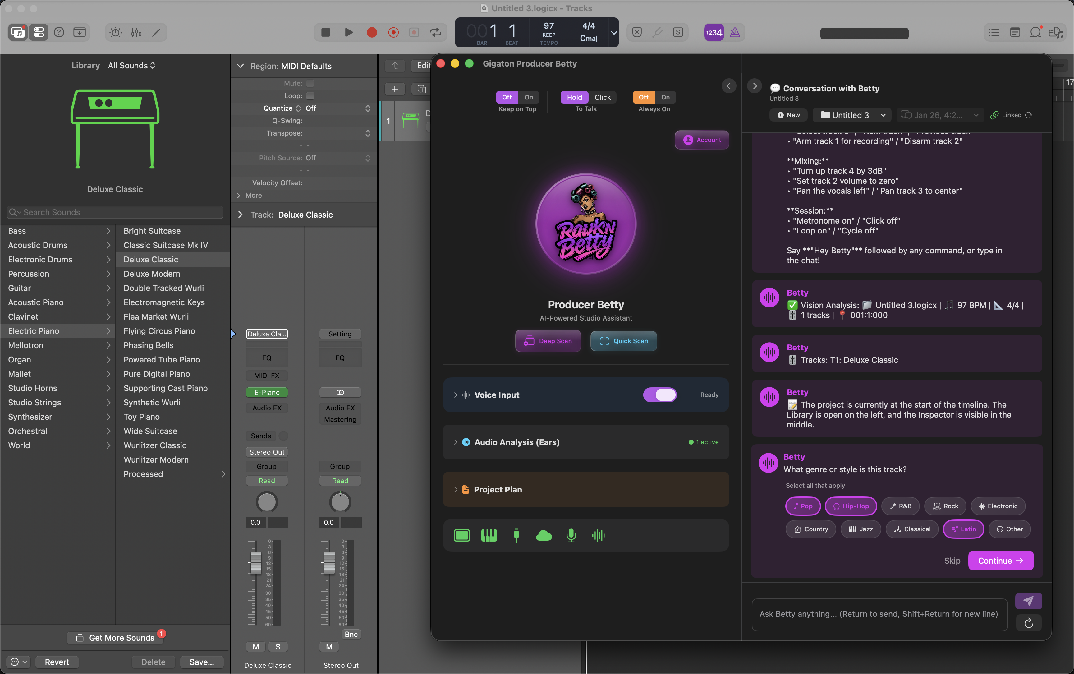 Quick setup showing genre selection chips