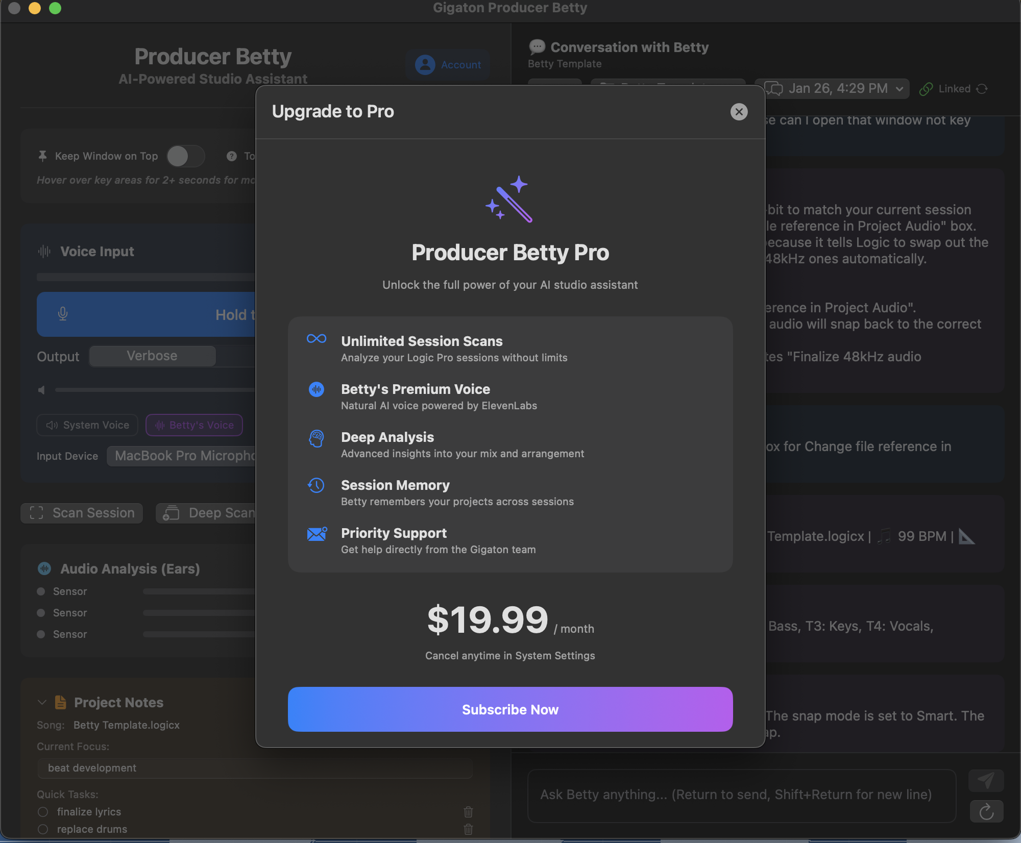TestFlight paywall showing subscription options for beta testers